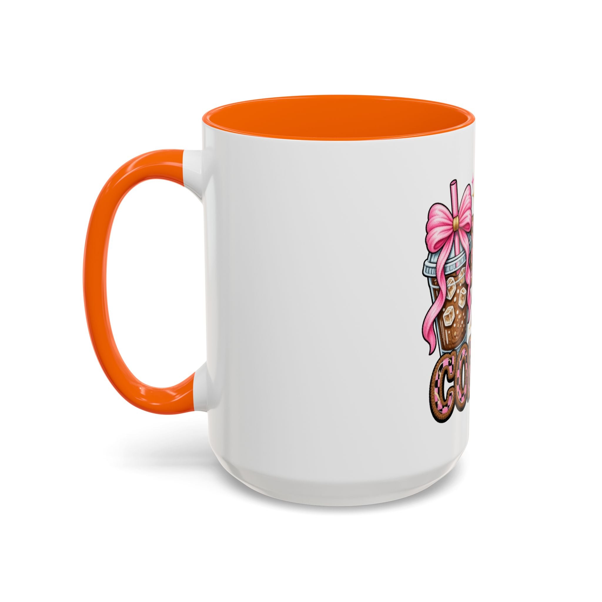 Half Mom Half Coffee Accent Mug — Cute Pink Leopard Iced Coffee Gift for Moms (11/15oz)