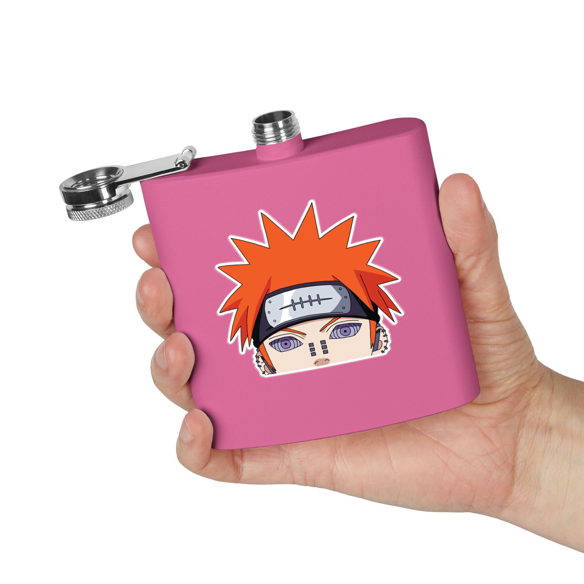 6oz Stainless Steel Flask — Anime Character Face Design