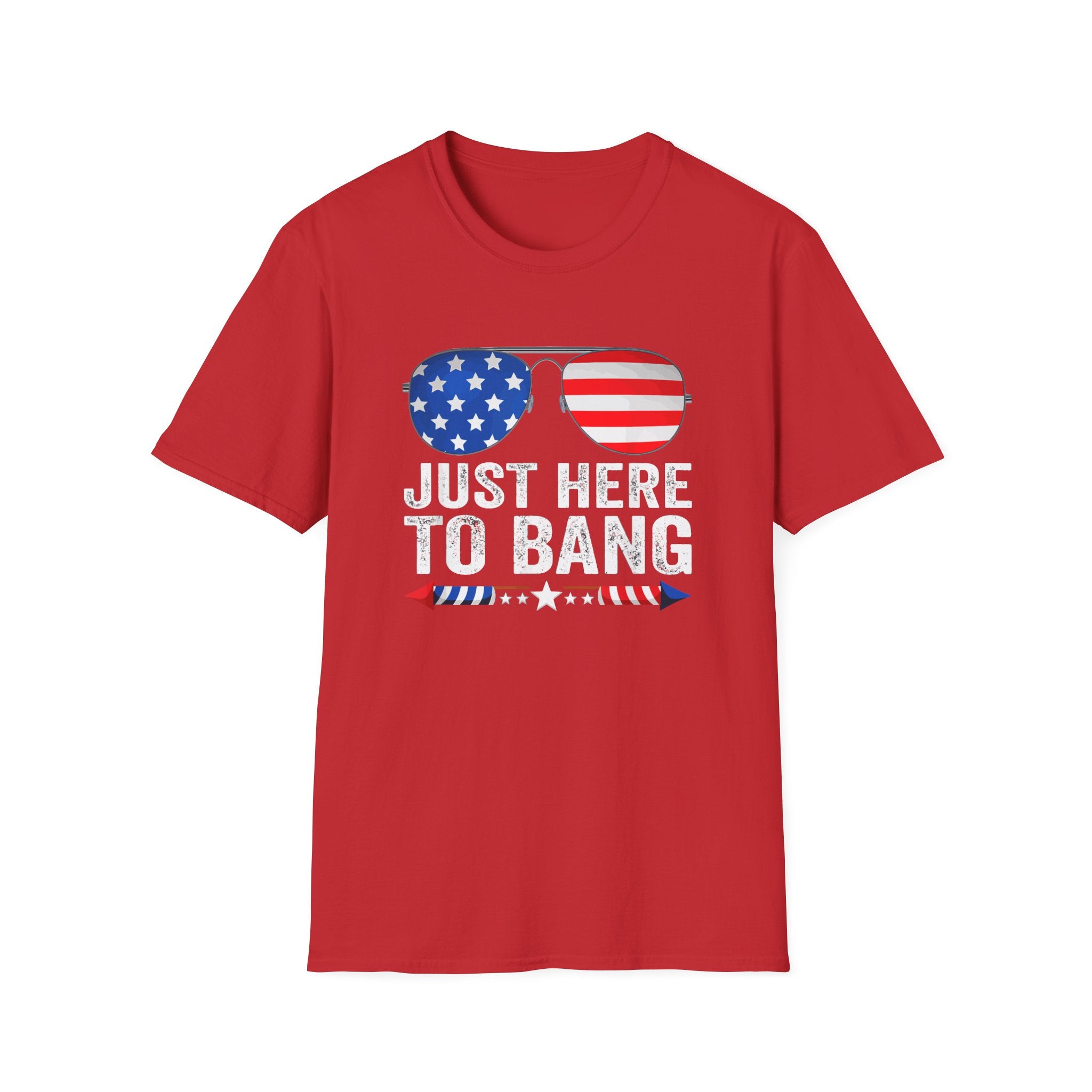 Patriotic Sunglasses T-Shirt — "Just Here for the Grill" 4th of July Tee