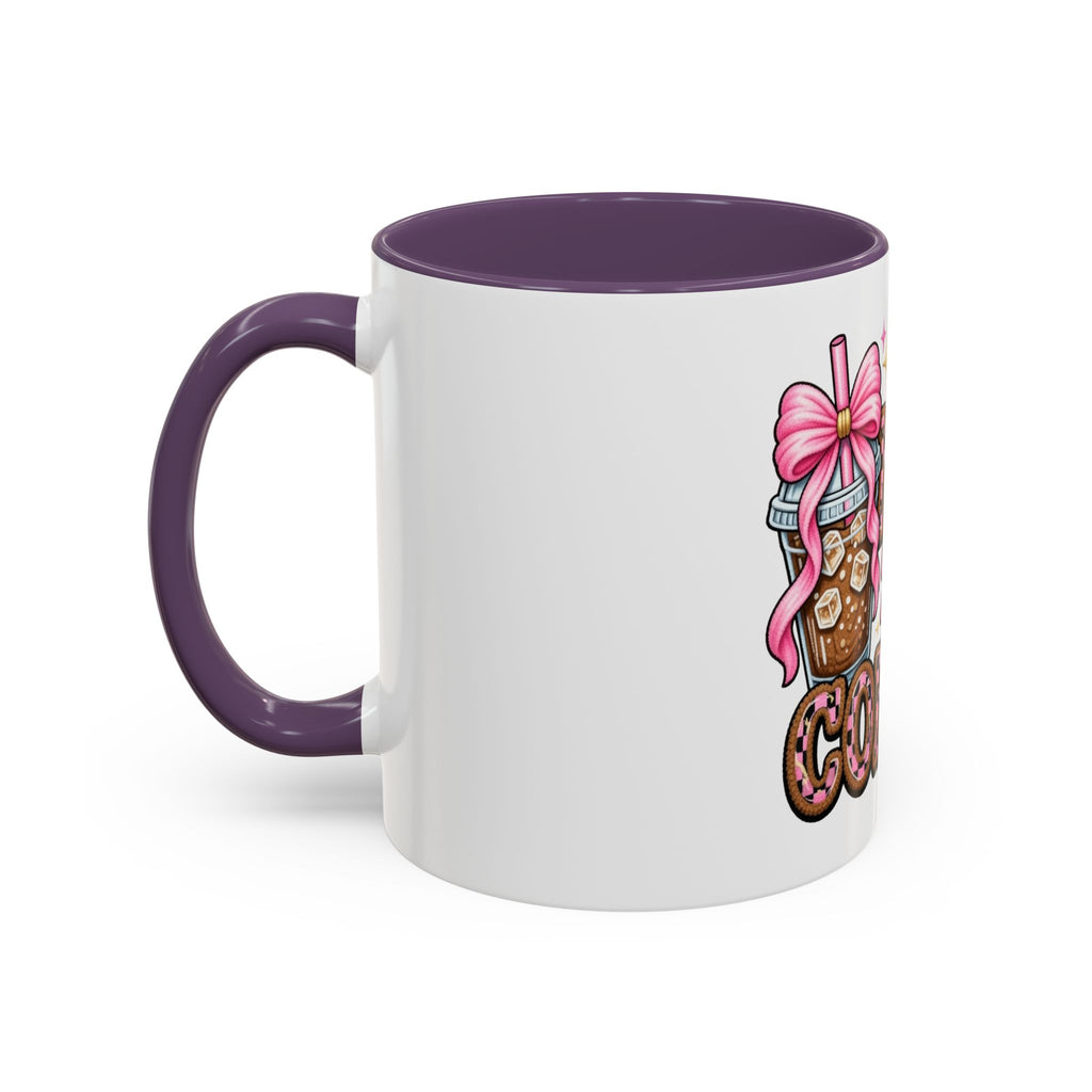 Half Mom Half Coffee Accent Mug — Cute Pink Leopard Iced Coffee Gift for Moms (11/15oz)