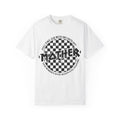 Mother Checkerboard Graphic Tee — "Mother" Band-Style Mom Shirt