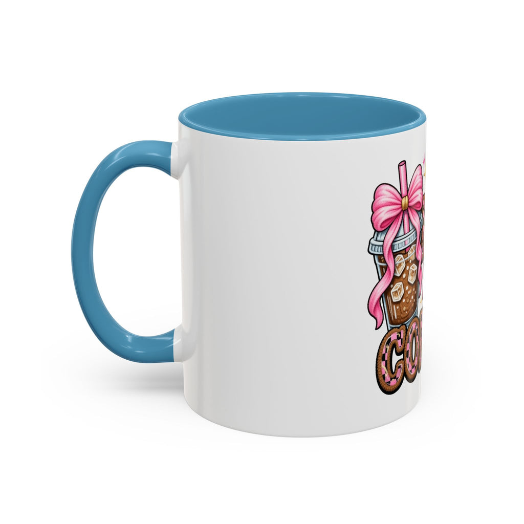 Half Mom Half Coffee Accent Mug — Cute Pink Leopard Iced Coffee Gift for Moms (11/15oz)