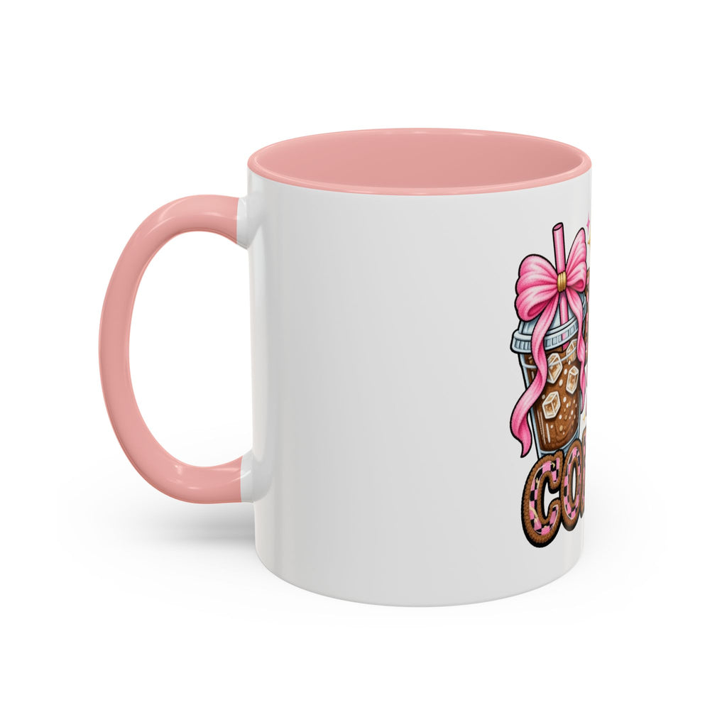 Half Mom Half Coffee Accent Mug — Cute Pink Leopard Iced Coffee Gift for Moms (11/15oz)