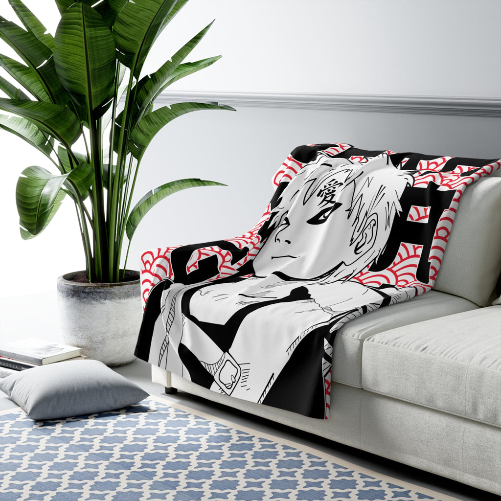 Sherpa Fleece Blanket – Anime Character Red Wave Graphic
