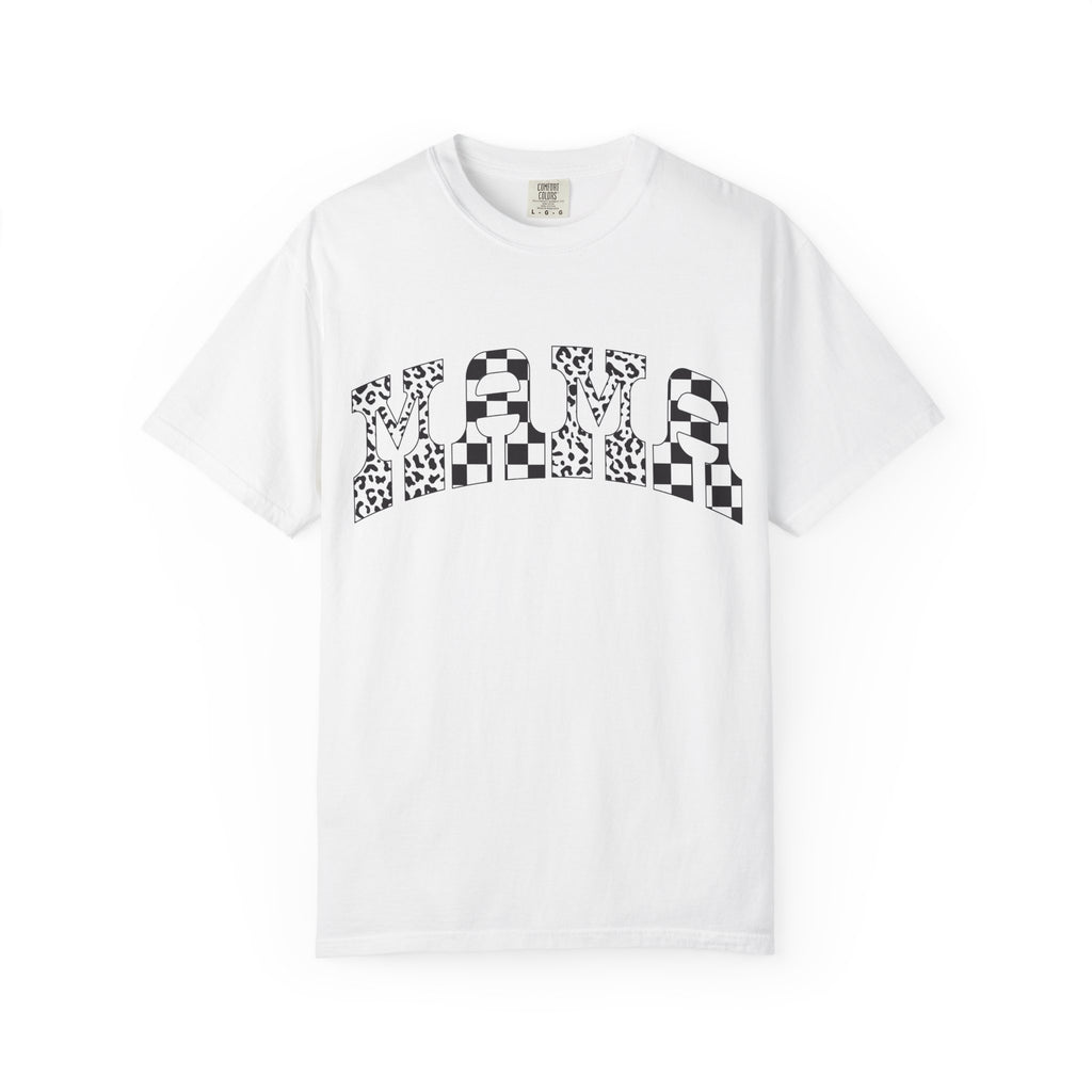 Maze Pattern T-Shirt — Black & White Checkerboard Graphic Tee