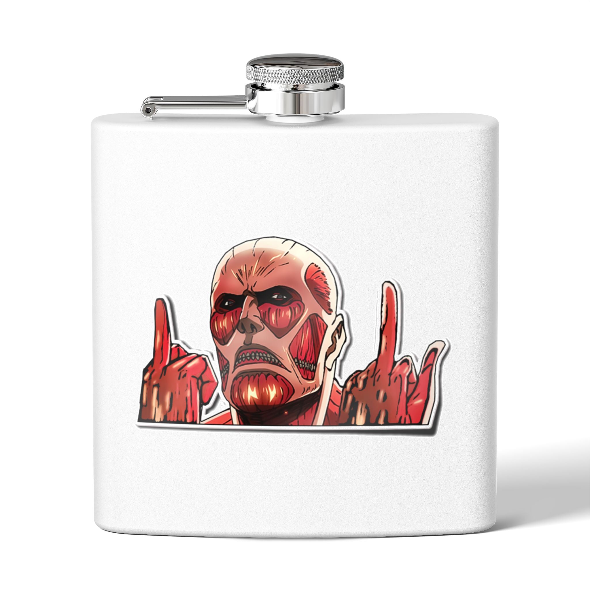 6oz Stainless Steel Flask — Red Skull Rocker Graphic
