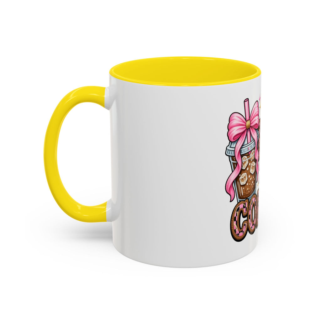 Half Mom Half Coffee Accent Mug — Cute Pink Leopard Iced Coffee Gift for Moms (11/15oz)