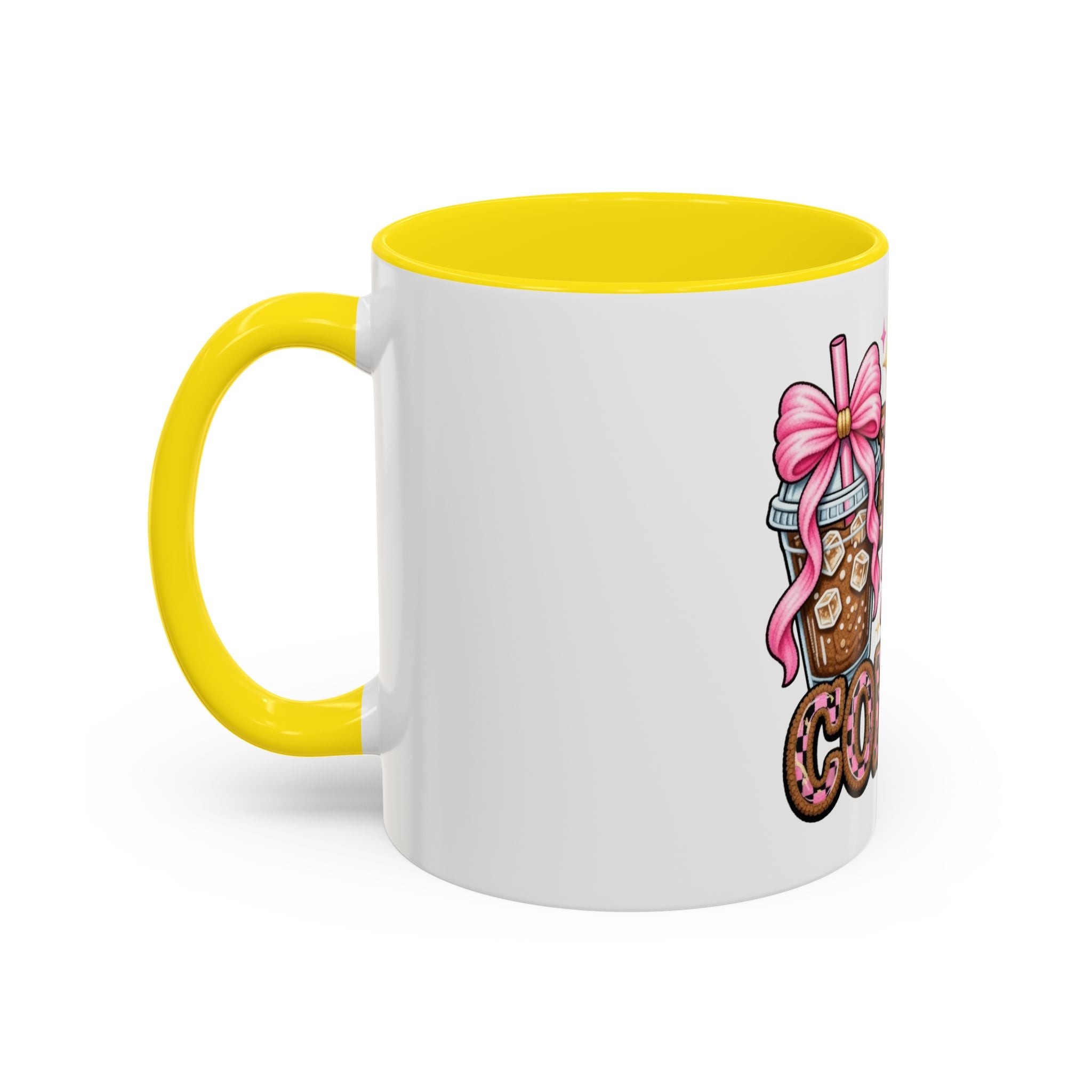 Half Mom Half Coffee Accent Mug — Cute Pink Leopard Iced Coffee Gift for Moms (11/15oz)