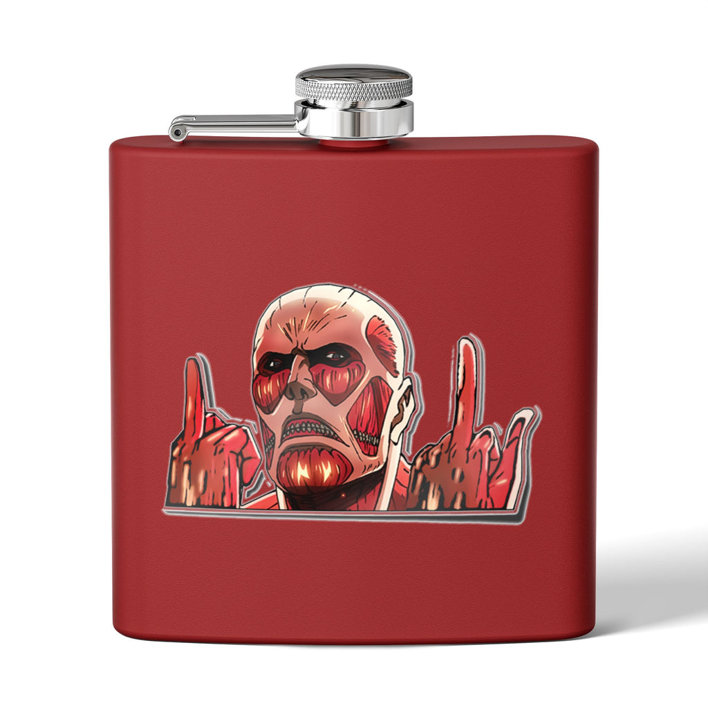 6oz Stainless Steel Flask — Red Skull Rocker Graphic