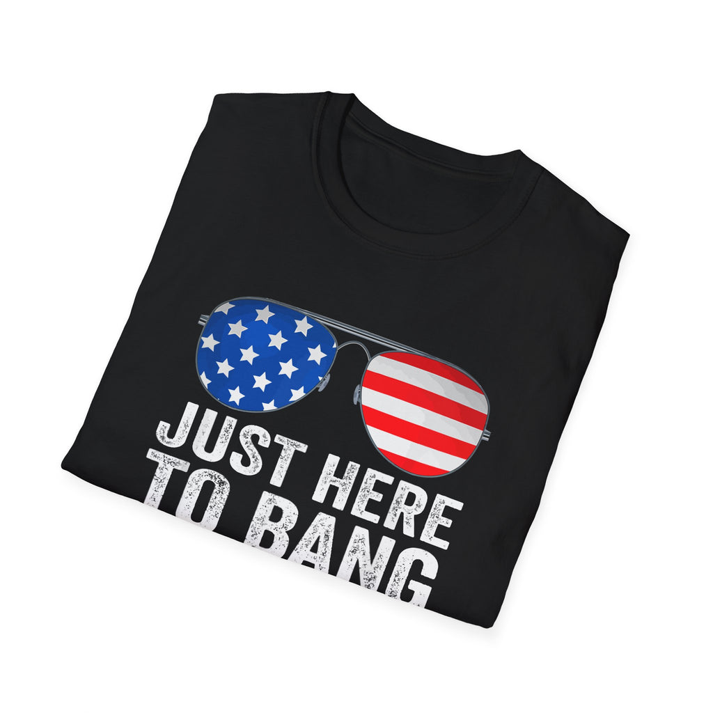 Patriotic Sunglasses T-Shirt — "Just Here for the Grill" 4th of July Tee