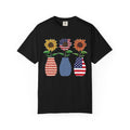 Patriotic Sunflower Tee — American Flag Vase Floral T-Shirt