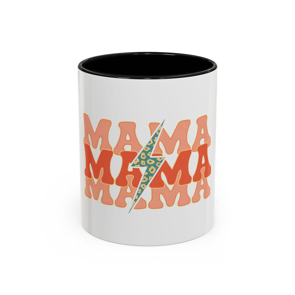 Mama Lightning Bolt Accent Coffee Mug — Retro Boho Mom Gift (11/15oz)