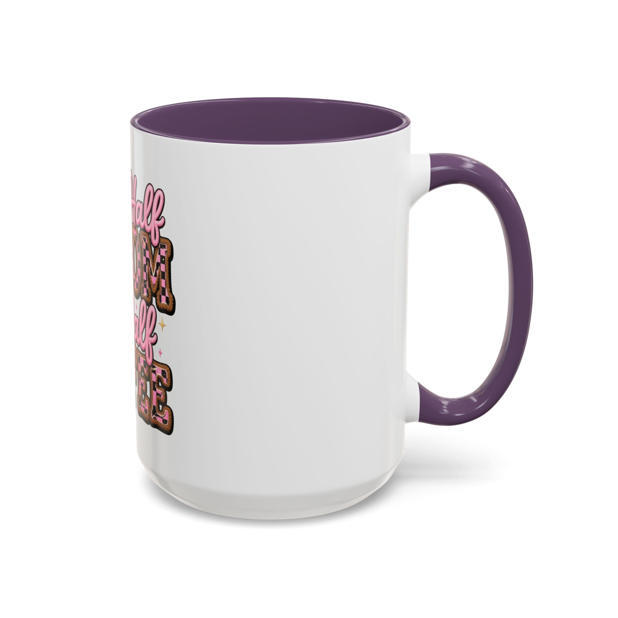 Half Mom Half Coffee Accent Mug — Cute Pink Leopard Iced Coffee Gift for Moms (11/15oz)