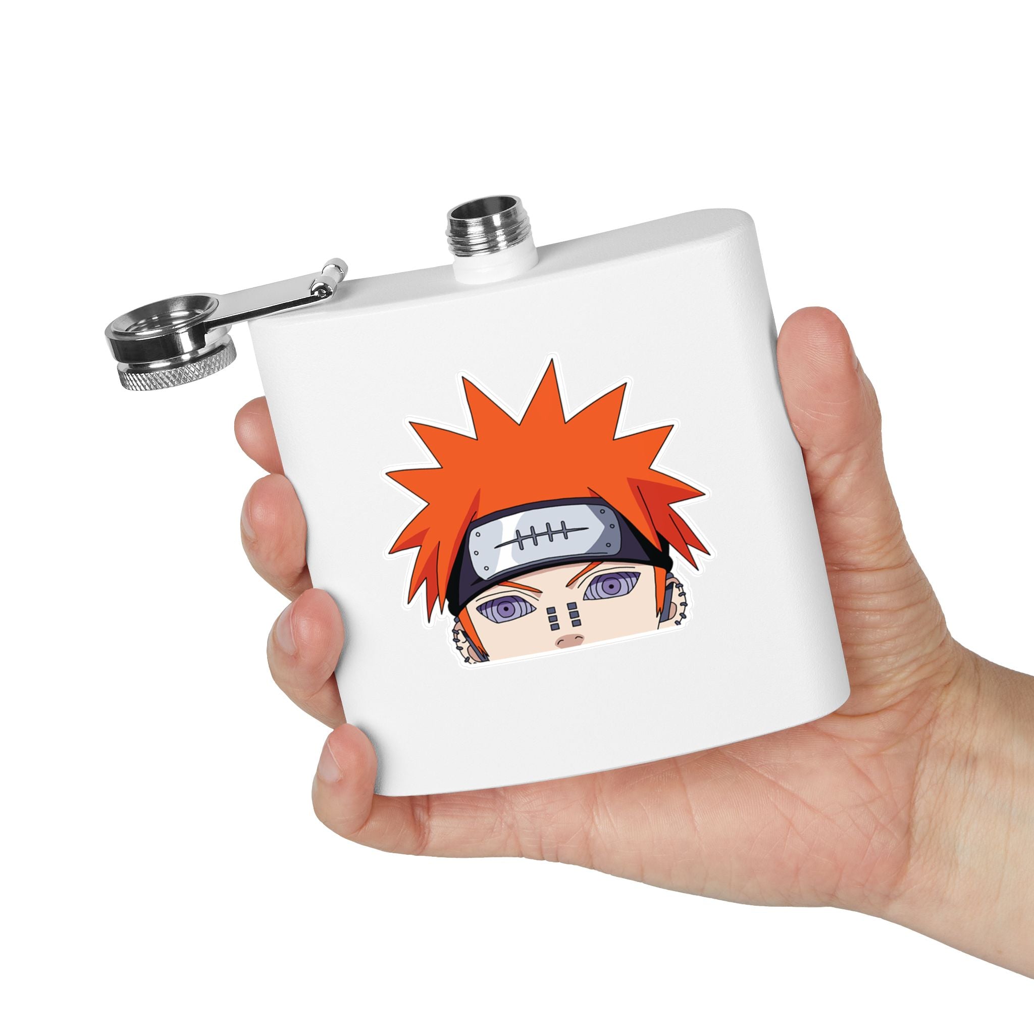6oz Stainless Steel Flask — Anime Character Face Design