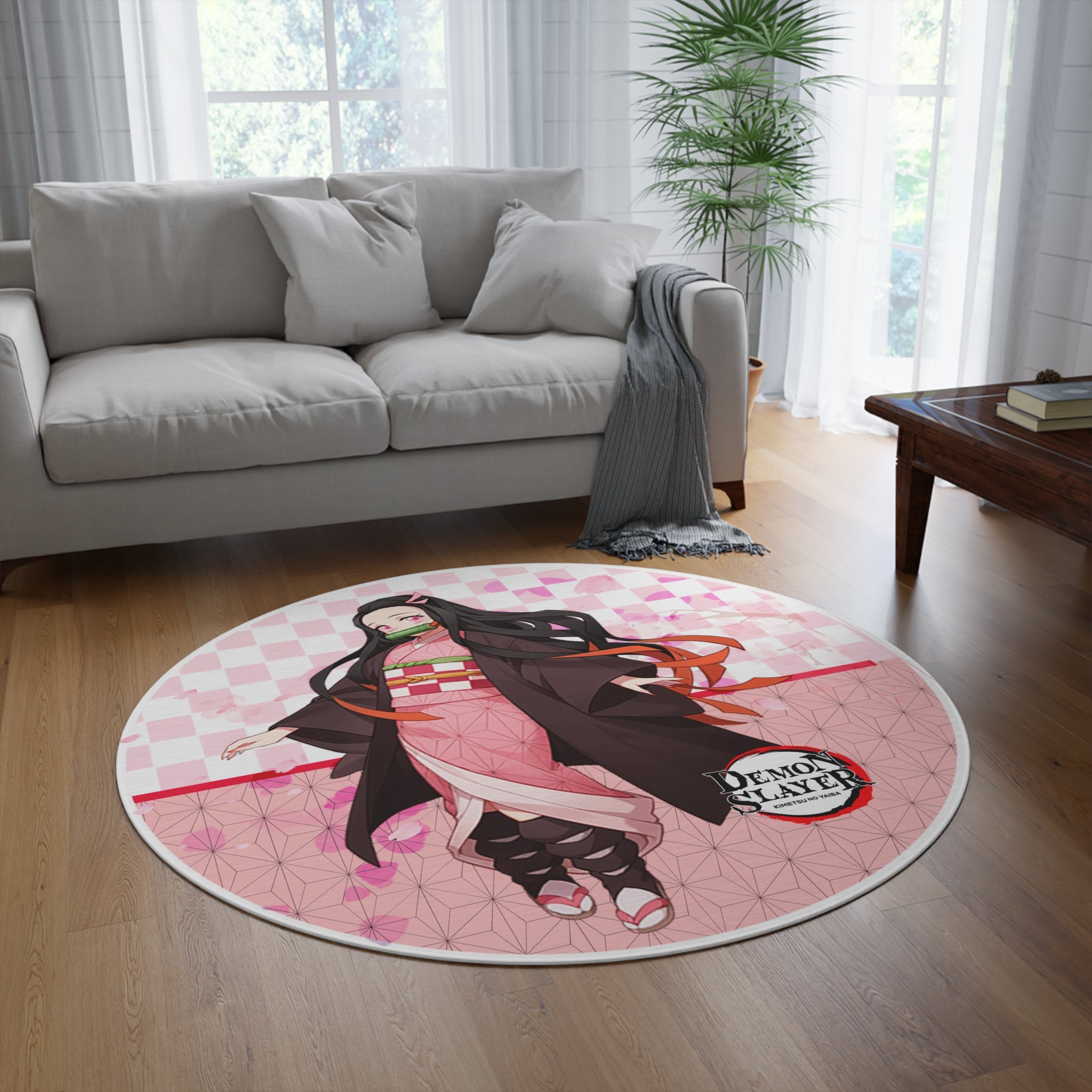 Nezuko Round Rug — Pink Demon Slayer Floor Mat