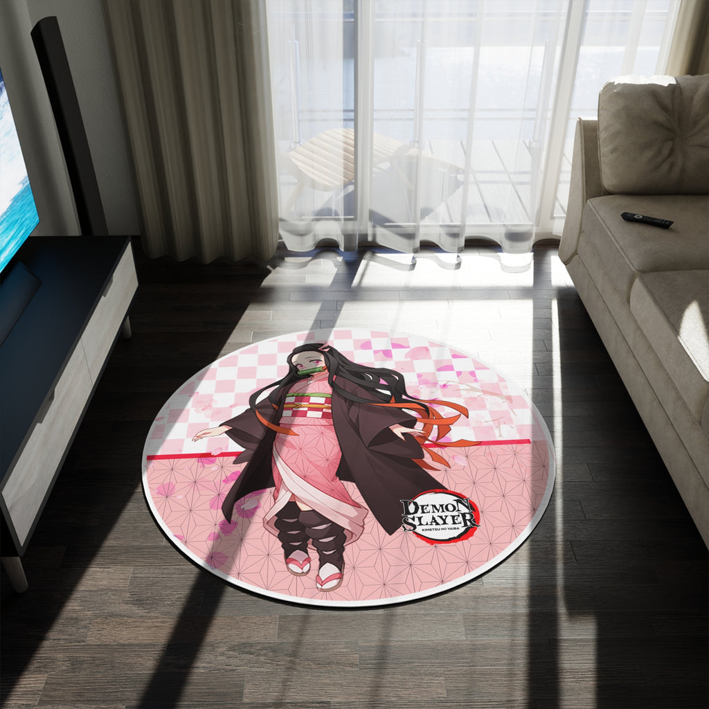Nezuko Round Rug — Pink Demon Slayer Floor Mat