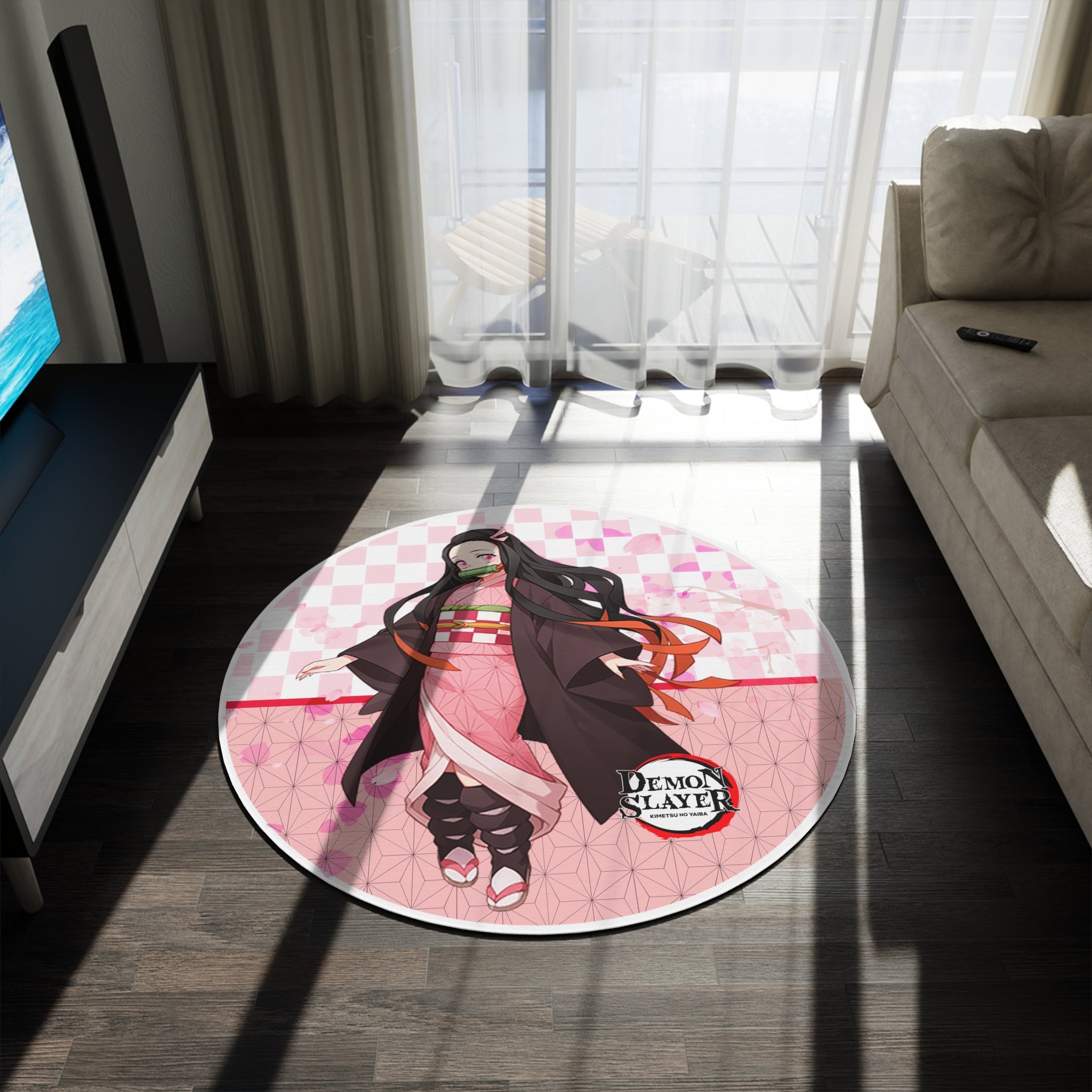 Nezuko Round Rug — Pink Demon Slayer Floor Mat