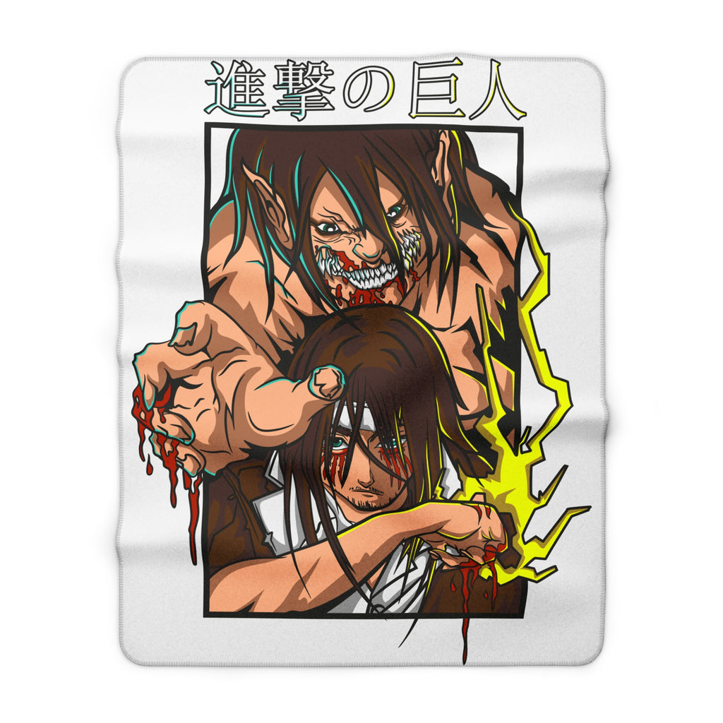 Anime Battle Scene Sherpa Blanket — Intense Warrior Artwork Fleece Throw