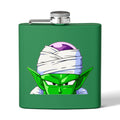 6oz Stainless Steel Flask — Green Alien Warrior Face Design