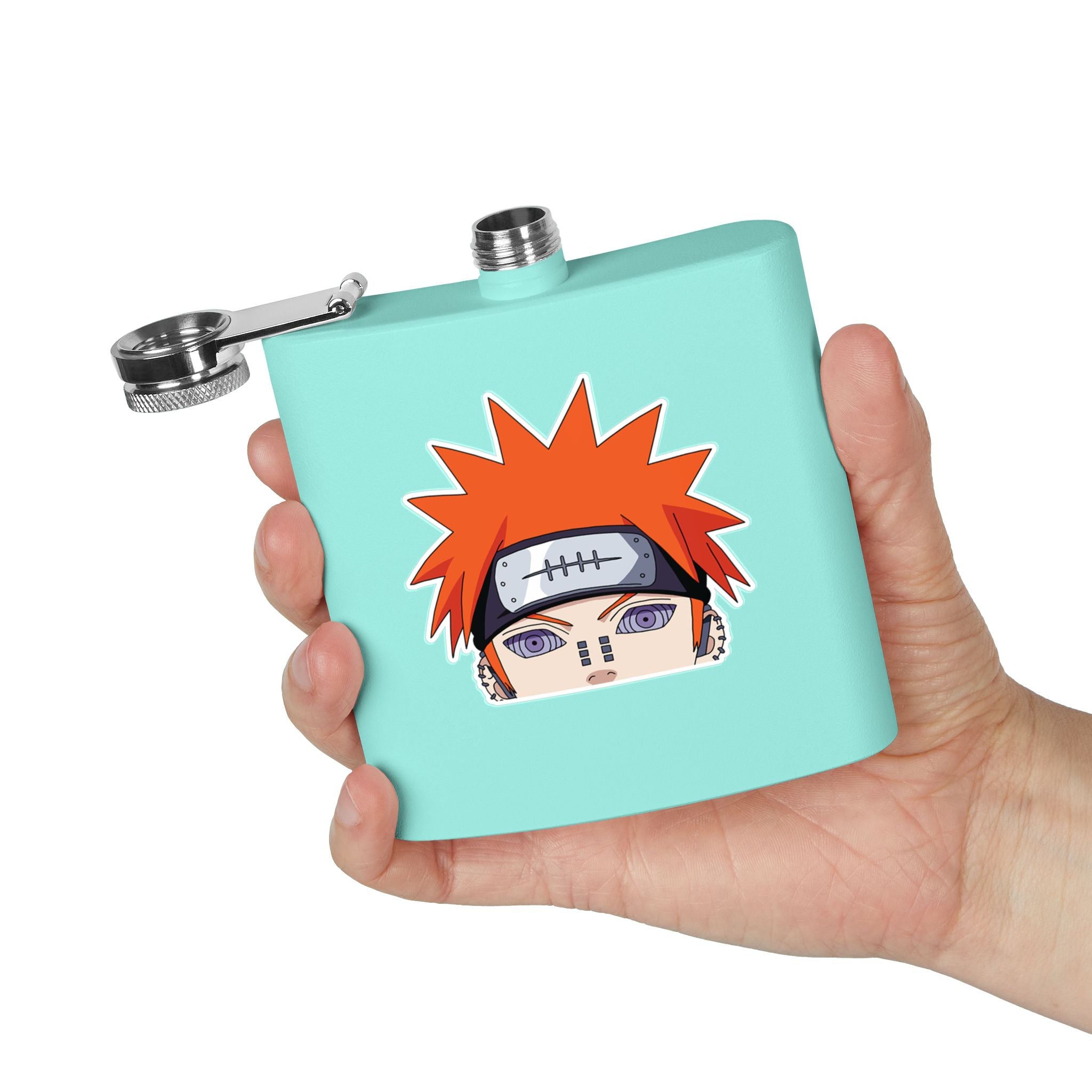 6oz Stainless Steel Flask — Anime Character Face Design