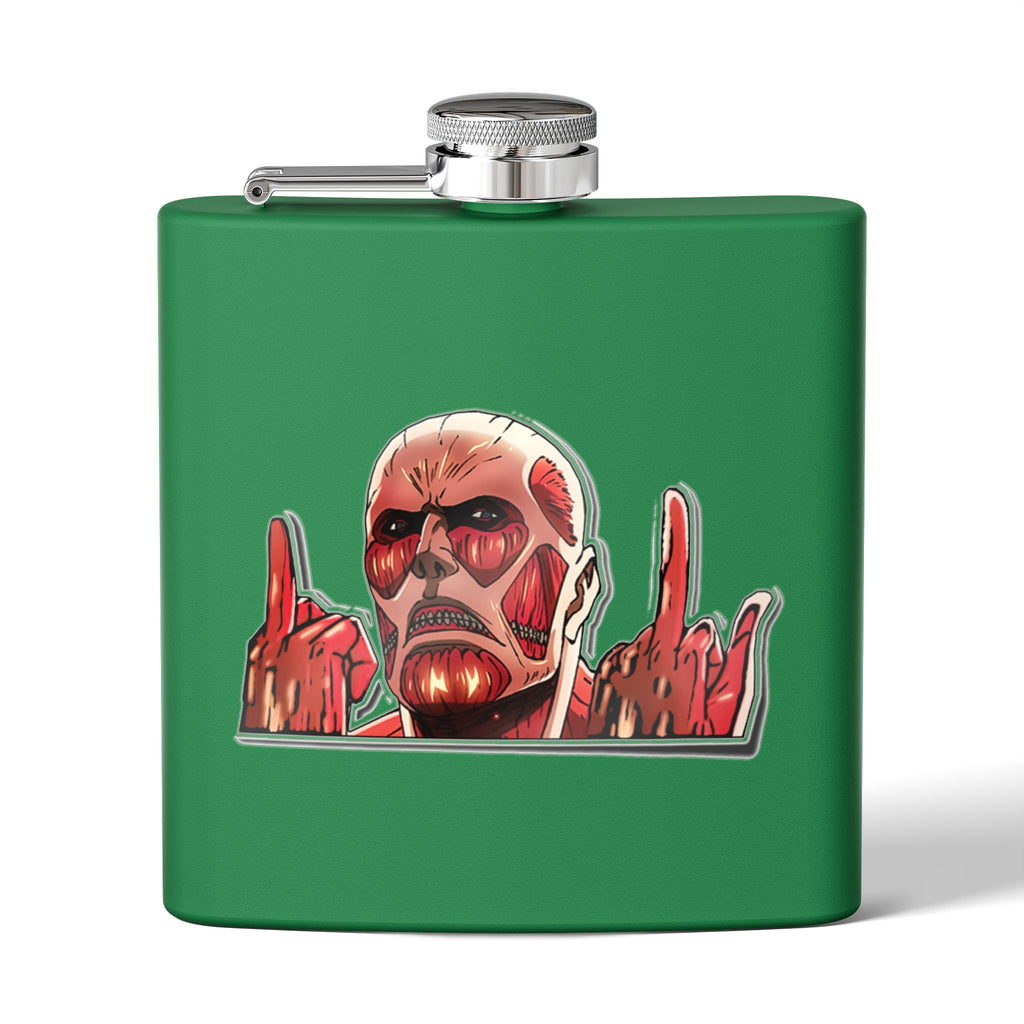 6oz Stainless Steel Flask — Red Skull Rocker Graphic