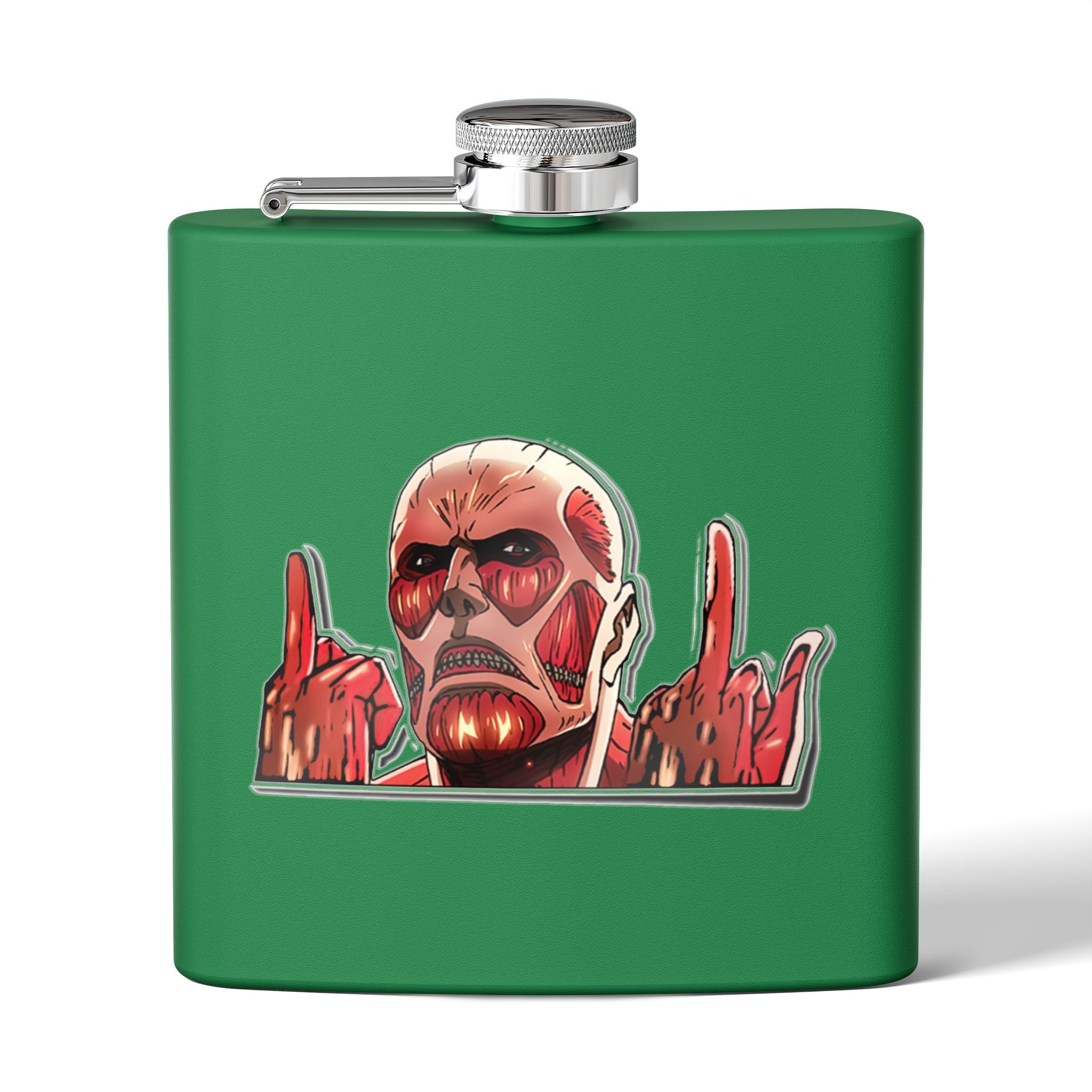 6oz Stainless Steel Flask — Red Skull Rocker Graphic