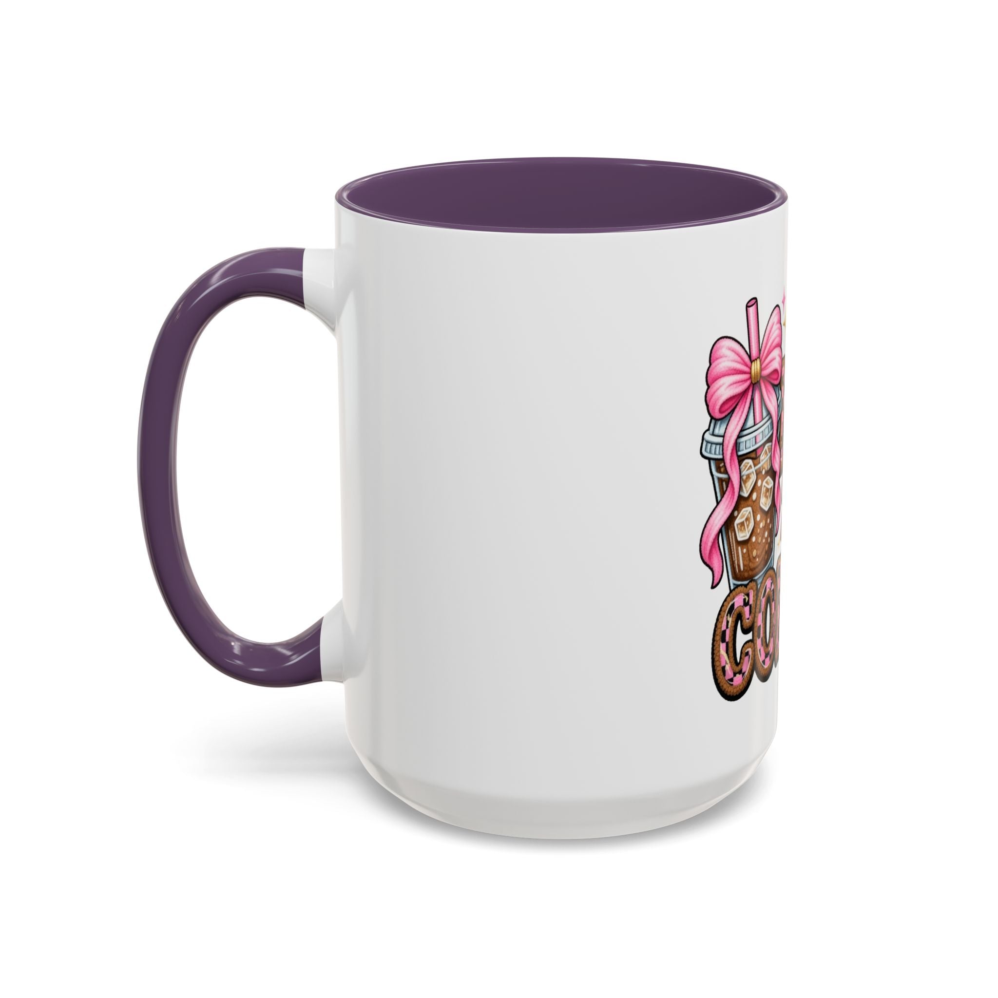 Half Mom Half Coffee Accent Mug — Cute Pink Leopard Iced Coffee Gift for Moms (11/15oz)