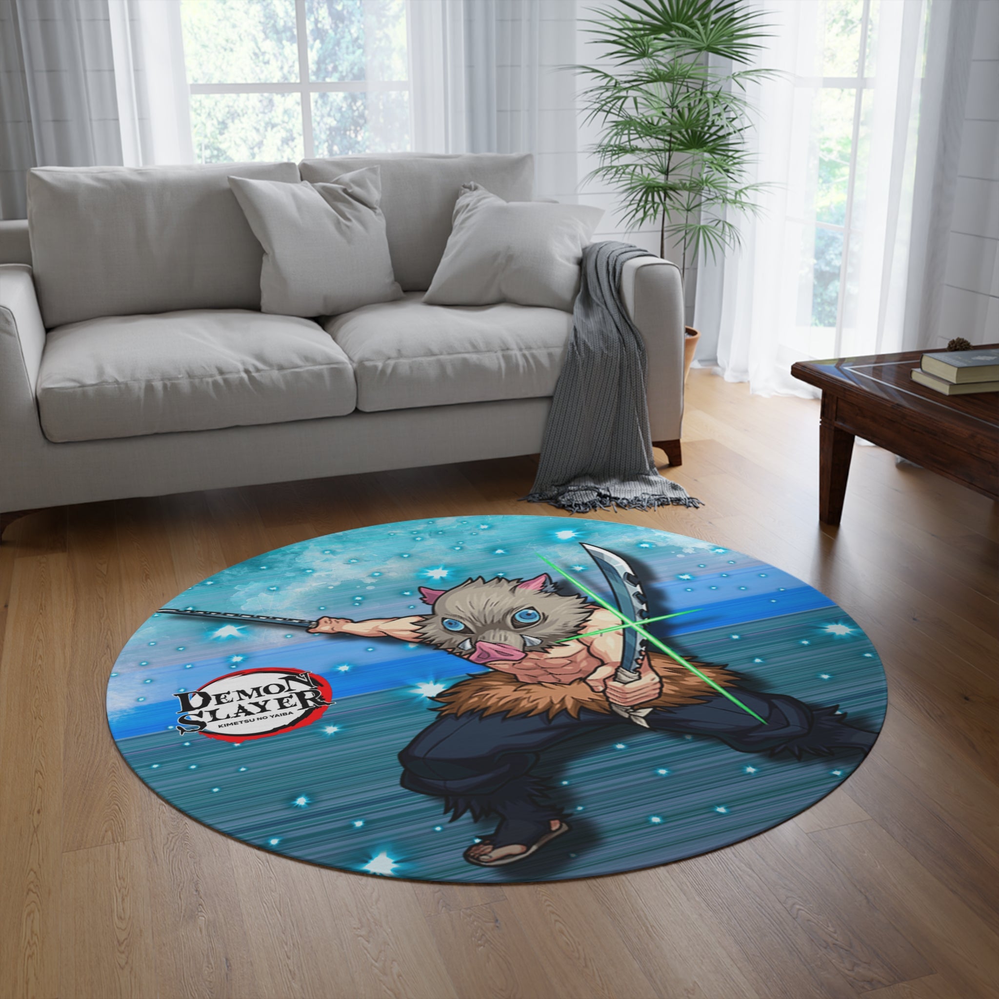 Demon Slayer Inosuke Round Rug – Anime Character Floor Mat