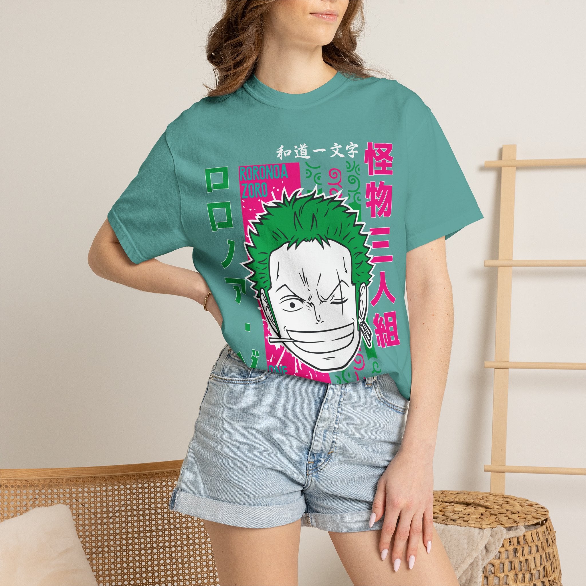 Anime Zoro Graphic T-Shirt — Japanese Text Skate Vibe