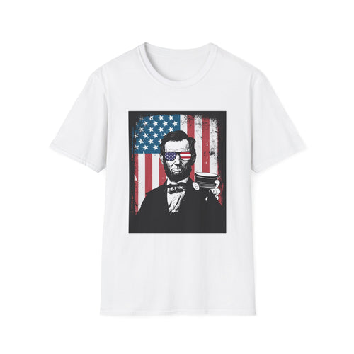 Abraham Lincoln American Flag T-Shirt — Patriotic 'USA' Sunglasses Graphic Tee