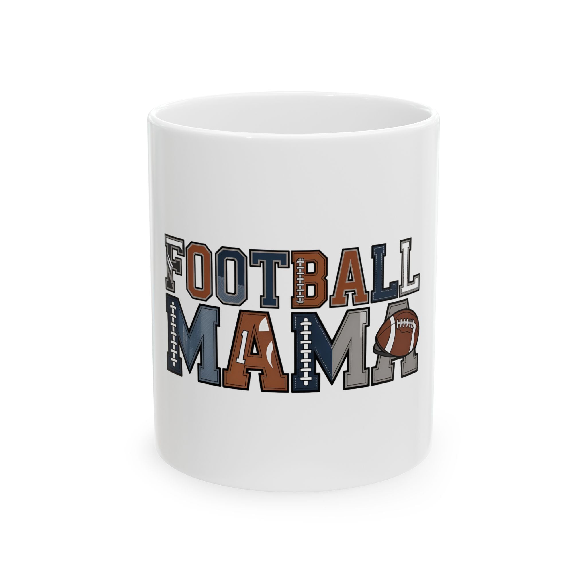 Football Mom Ceramic Mug — 11oz & 15oz Coffee Cup (Football Helmet & Ball Design)