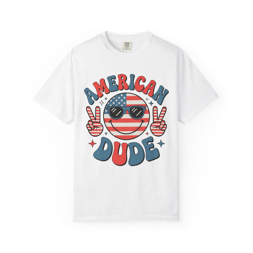 American Dude T-Shirt — Patriotic Retro Smiley Tee (4th of July)