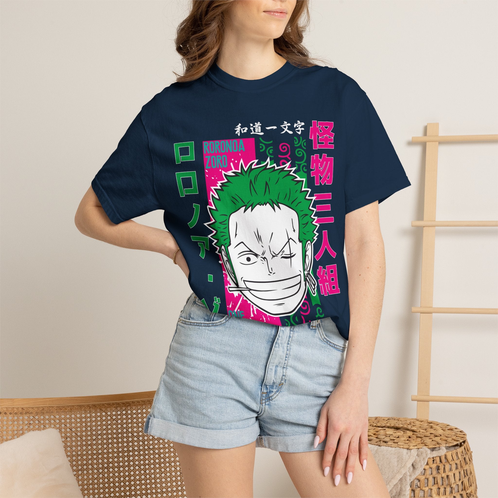 Anime Zoro Graphic T-Shirt — Japanese Text Skate Vibe