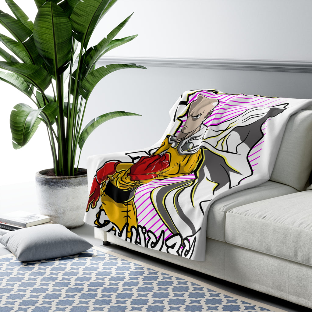One Punch Hero Sherpa Fleece Blanket – Anime Cozy Throw for Fans