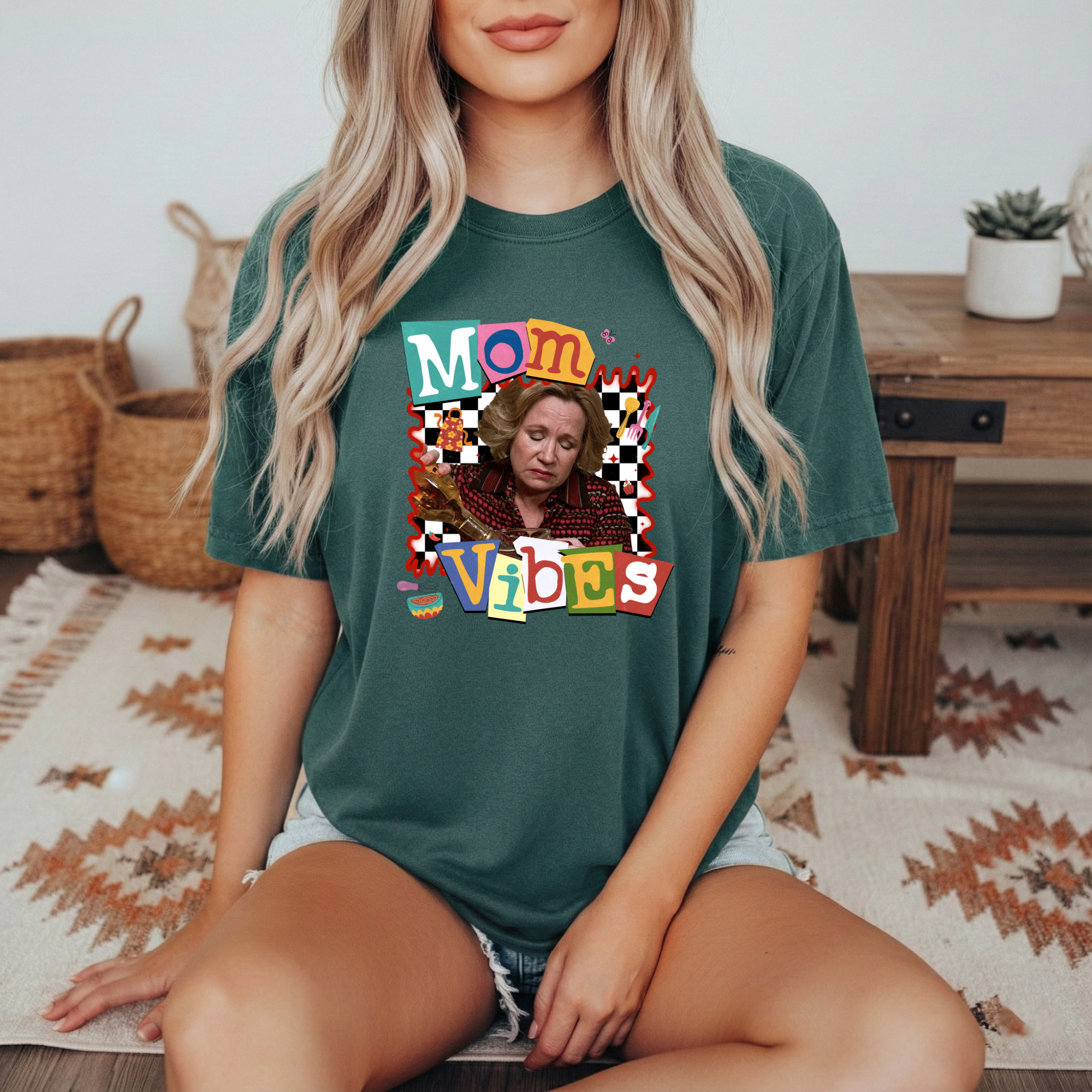 Mom Vibes T-Shirt — Retro Collage Mother's Day Shirt