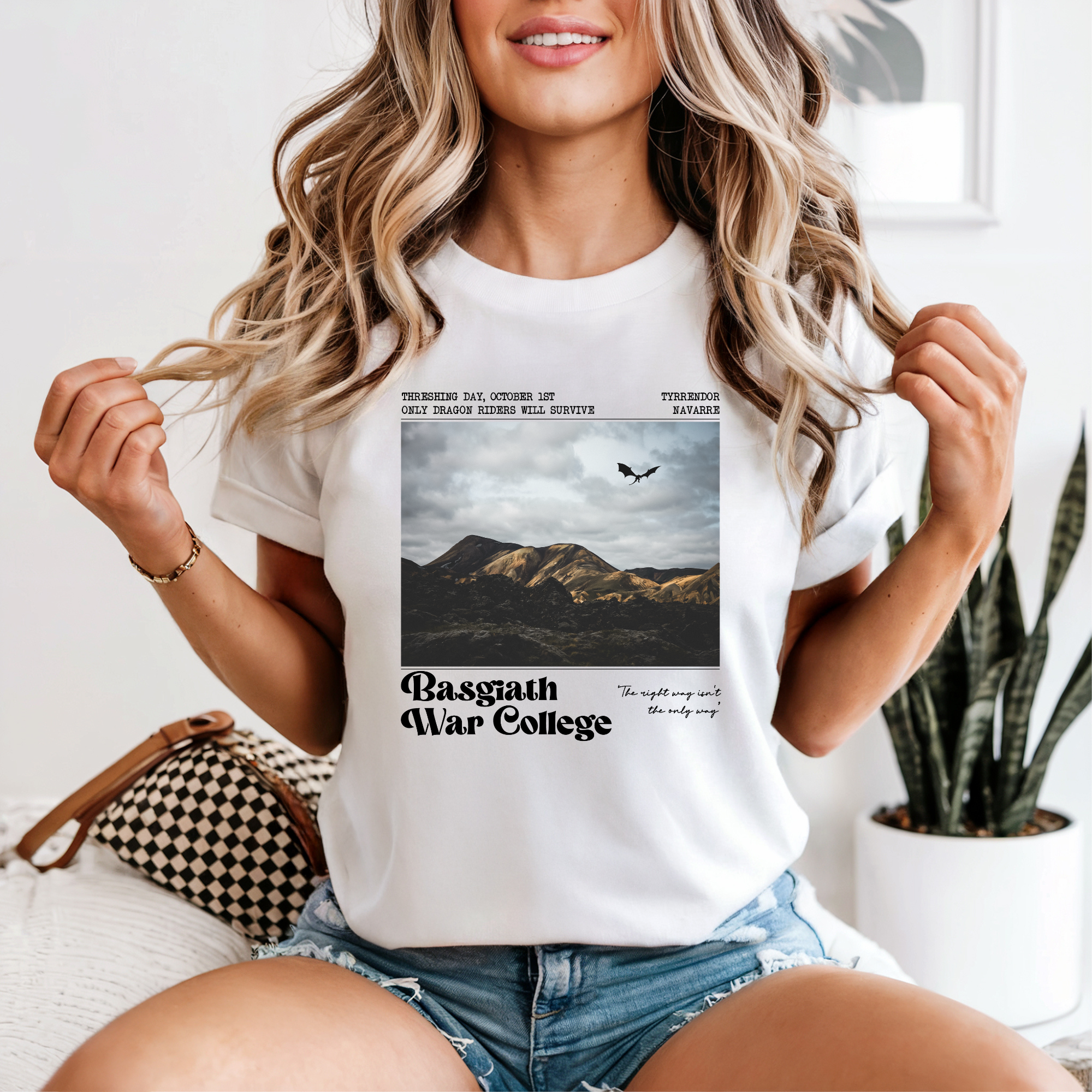 Basgiath War College Photo Tee — Vintage Mountain & Plane Graphic T-Shirt