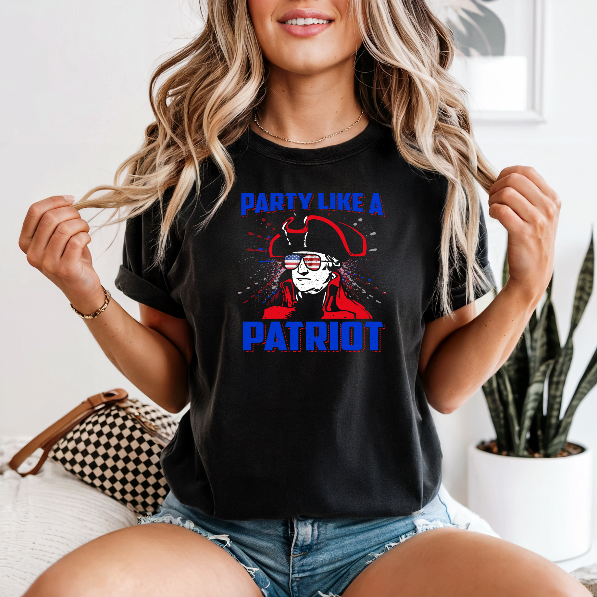 Party Like a Patriot T-Shirt — Patriotic George Washington Graphic Tee for 4th of July
