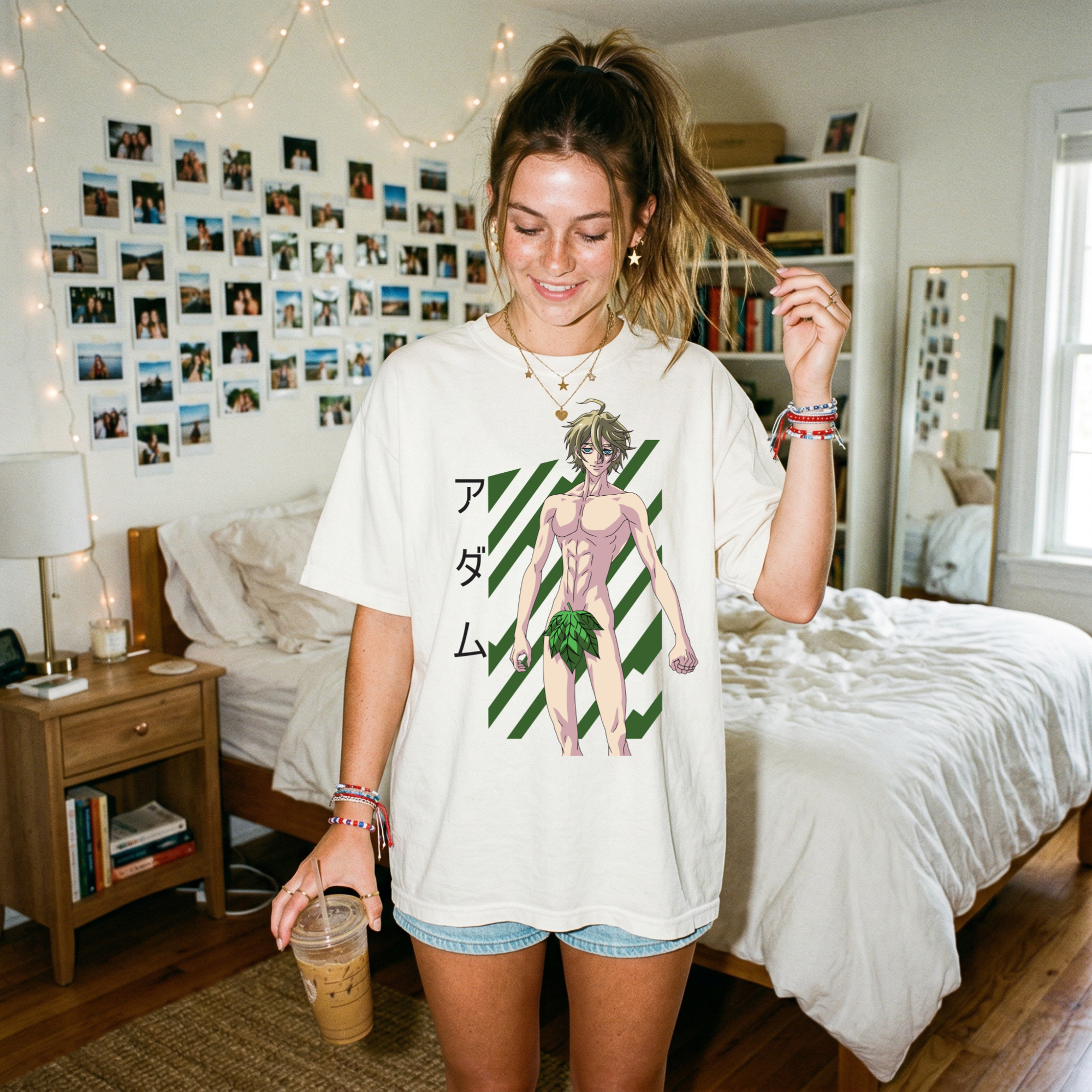 Anime Adam Character T-Shirt — Adam (アダム) Leaf-Cover Art Tee