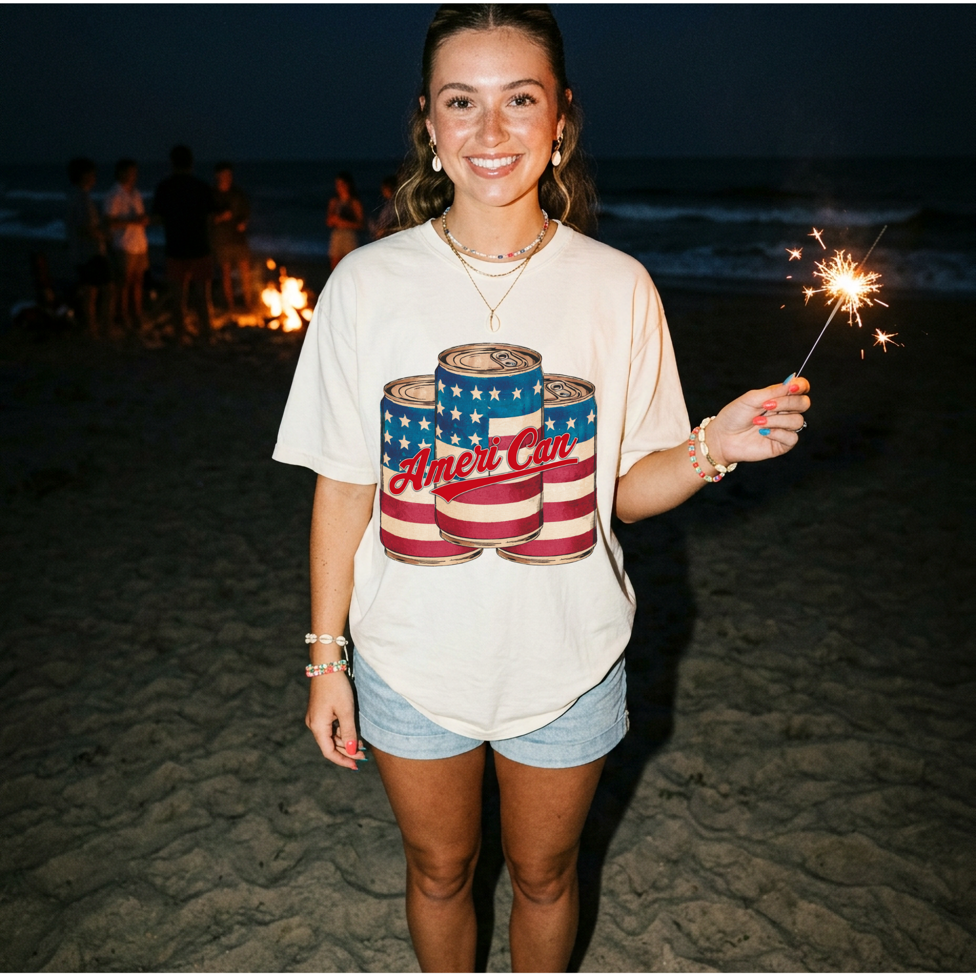 AmeriCan Retro Flag Can Graphic T-Shirt