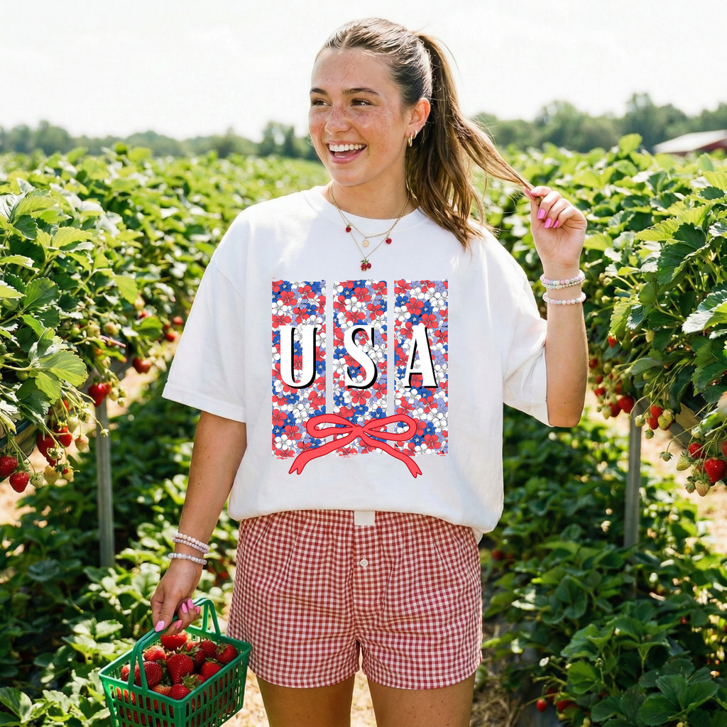 USA Floral Flag T-Shirt
