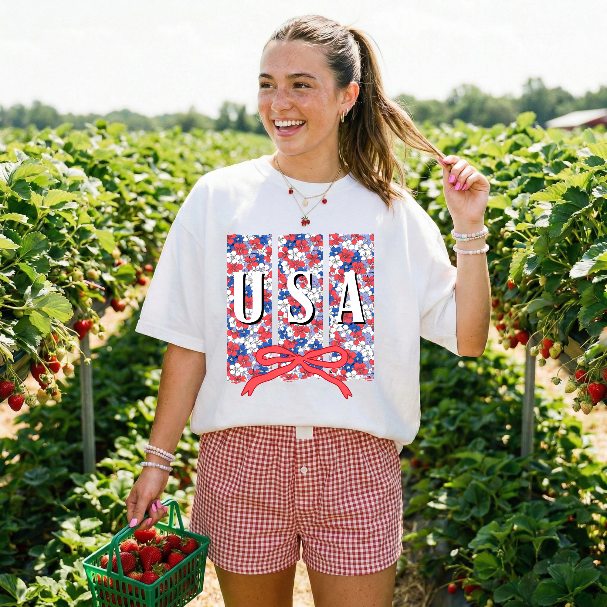 USA Floral Flag T-Shirt