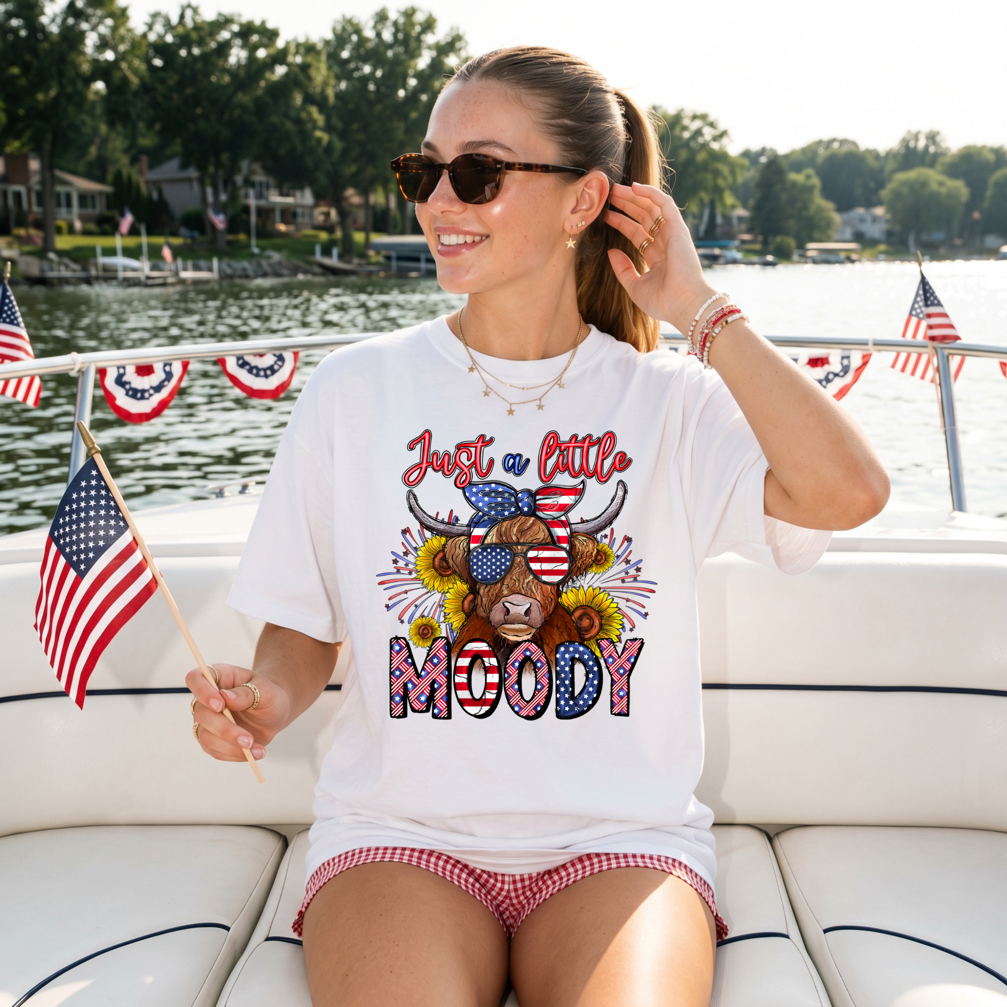 Just a Little Moody T-Shirt — Patriotic Cow Graphic Tee