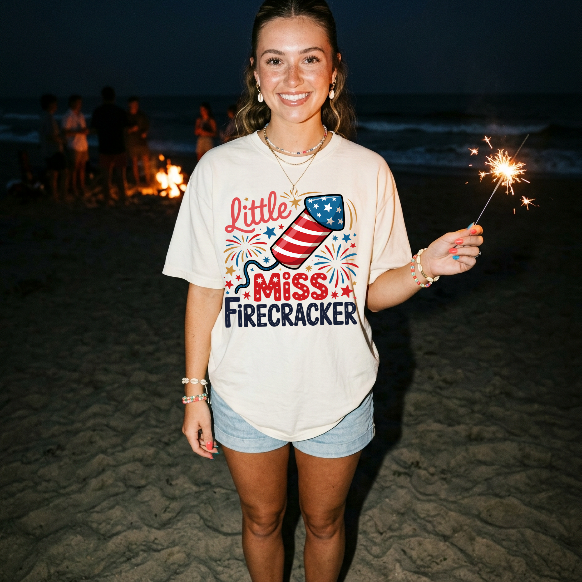 Little Miss Firecracker T-Shirt — Patriotic 4th of July Kids Tee