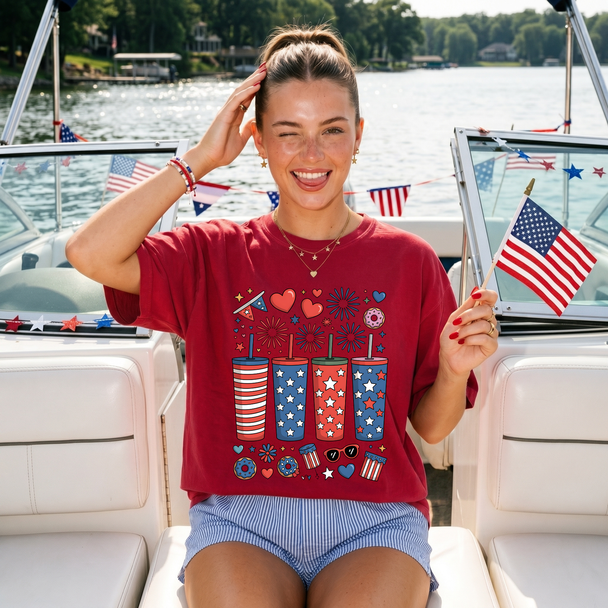 Patriotic Fireworks T-Shirt — 4th of July Stars & Stripes Tee