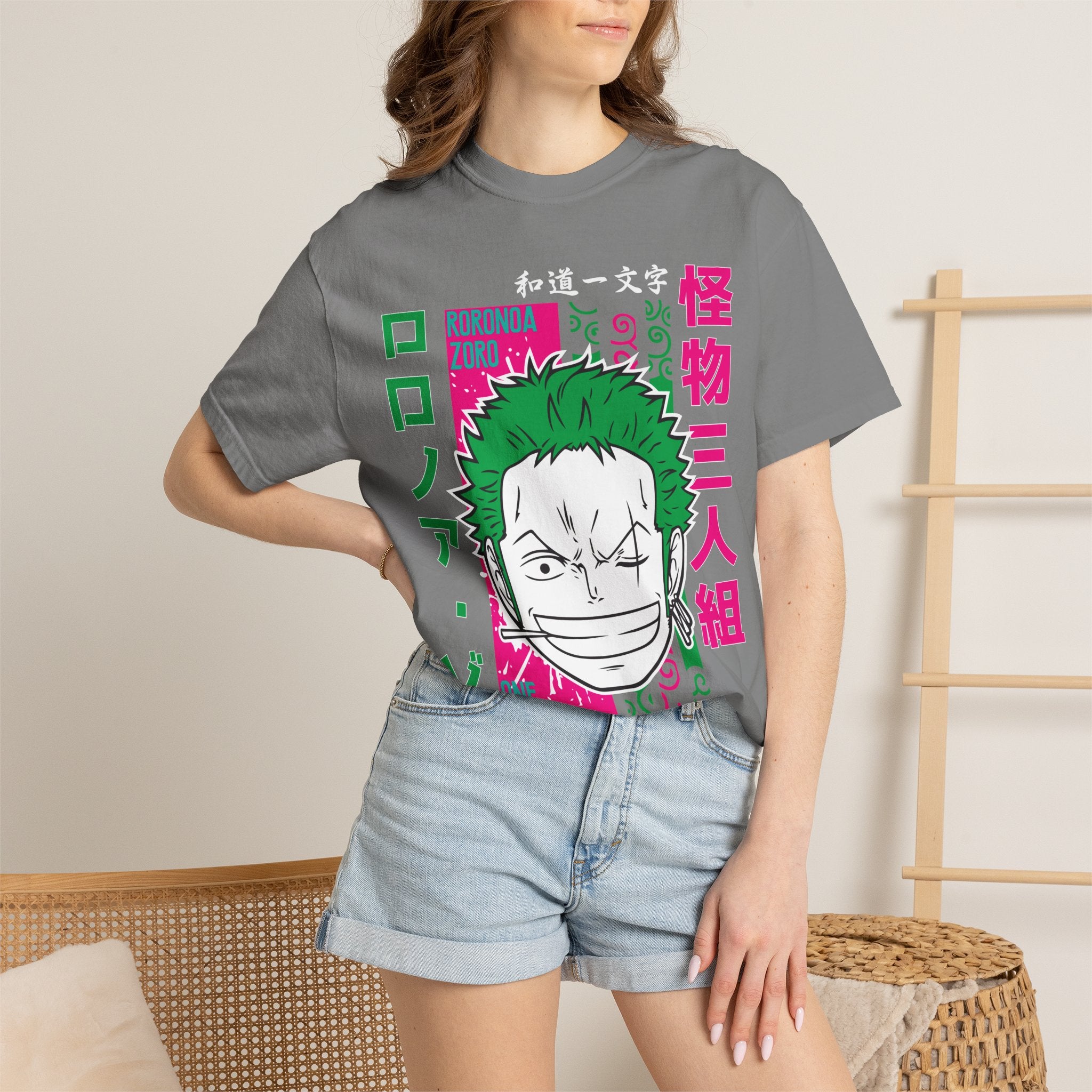 Anime Zoro Graphic T-Shirt — Japanese Text Skate Vibe