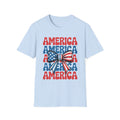 Patriotic 'America' Bow T-Shirt – 4th of July USA Flag Tee