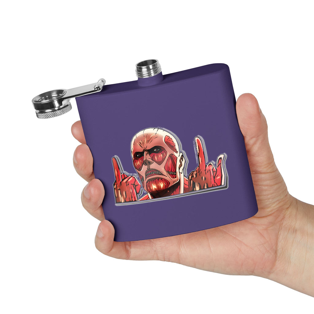 6oz Stainless Steel Flask — Red Skull Rocker Graphic