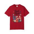 God Bless the USA T-Shirt — Patriotic Floral Independence Day Tee