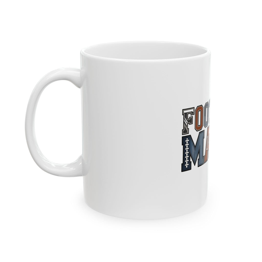 Football Mom Ceramic Mug — 11oz & 15oz Coffee Cup (Football Helmet & Ball Design)