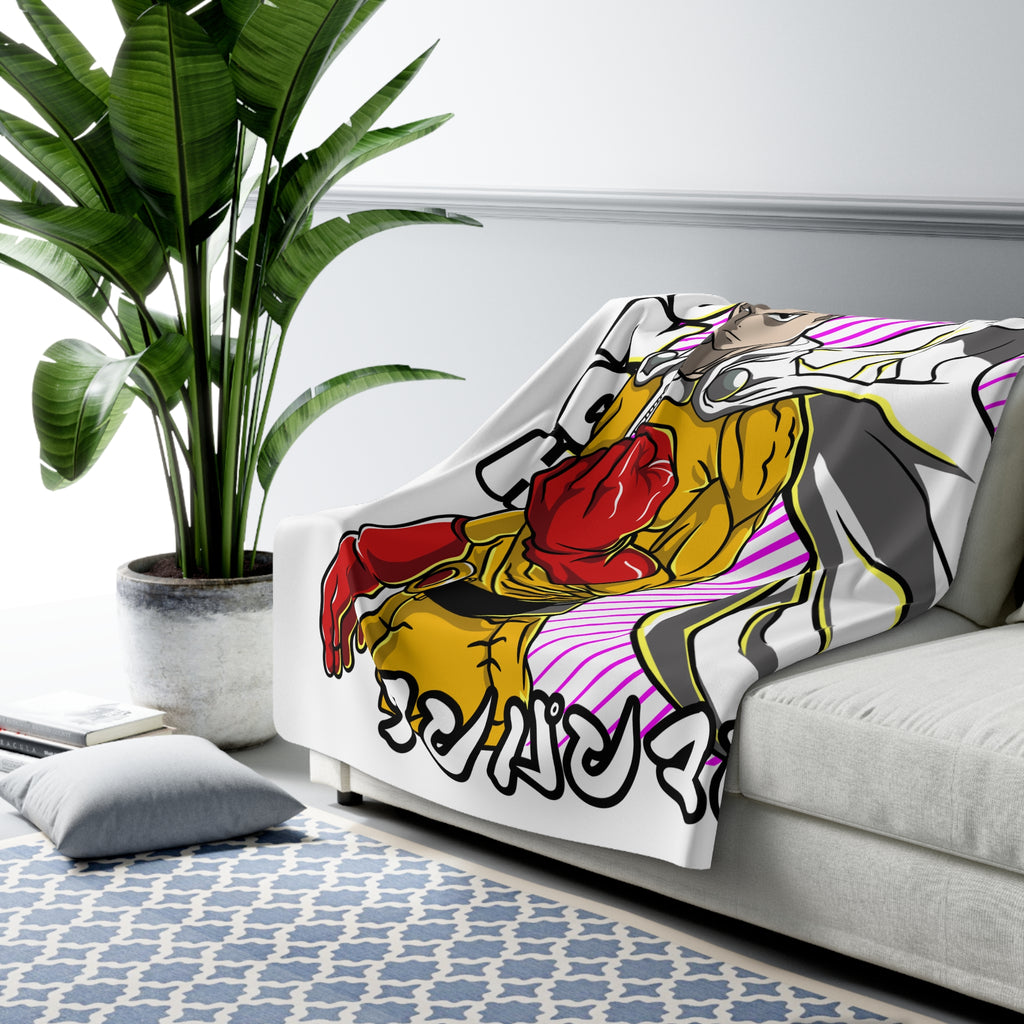 One Punch Hero Sherpa Fleece Blanket – Anime Cozy Throw for Fans